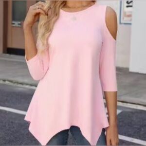 Pink Cold Shoulder Women's Top